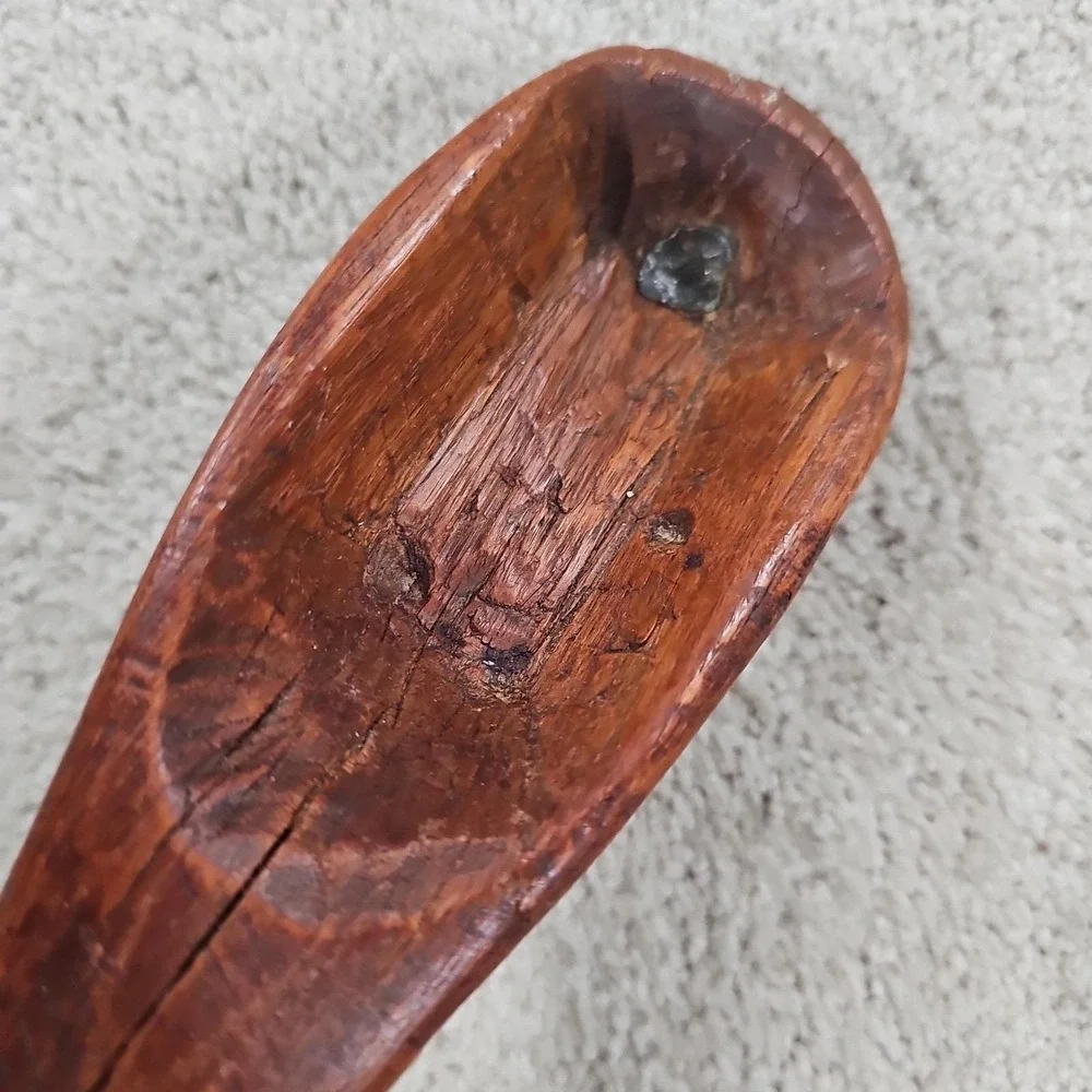 THICK VTG/Antique Hand Carved Wooden Spoon 18